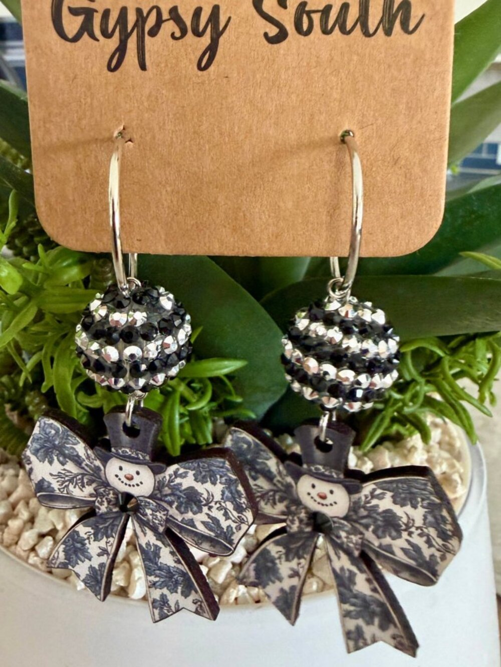 Bow Snowman Earrings